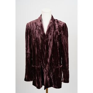 Pablo Burgundy Velour Velvet Open Jacket Size 36